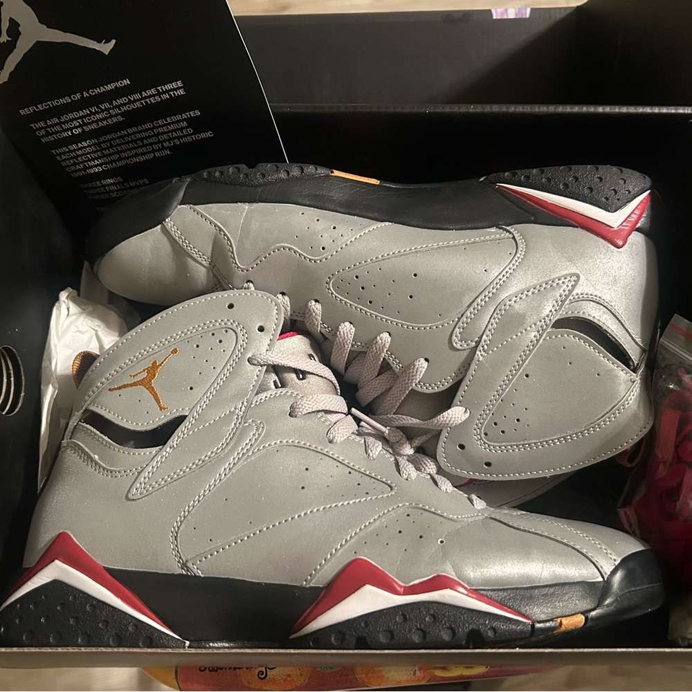Air Jordan 7 Retro SP Men's Silver and Red Athletic Basketball Shoes